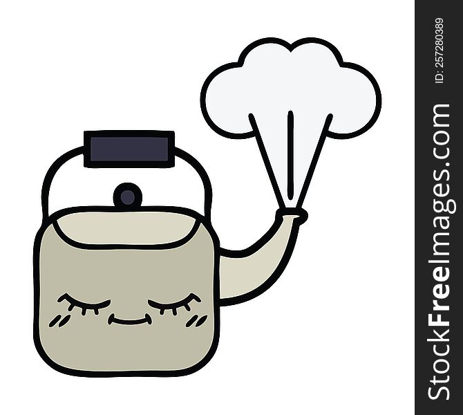 Cute Cartoon Steaming Kettle