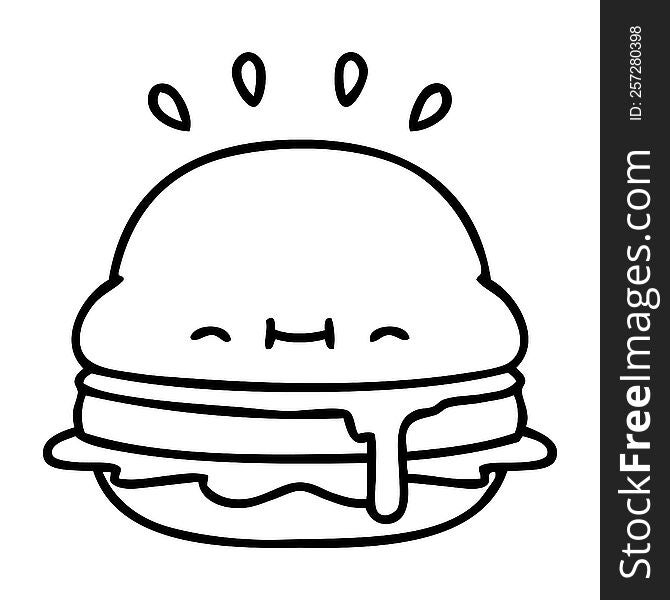 line doodle of a tasty burger