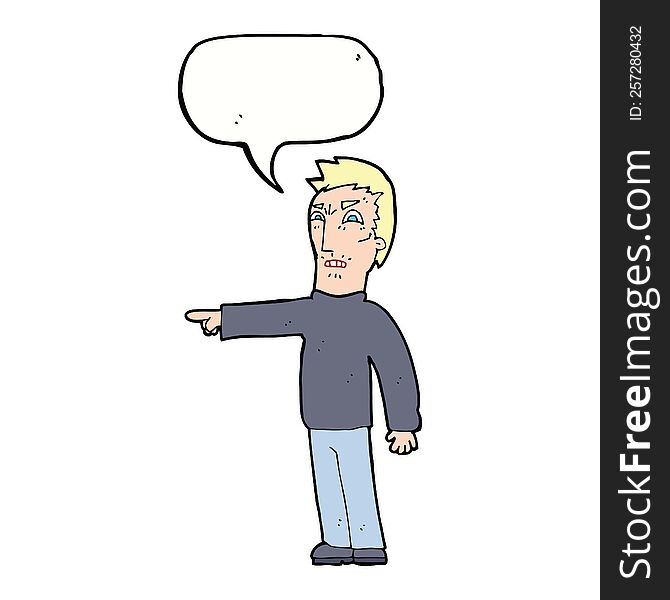 Cartoon Angry Man Pointing With Speech Bubble