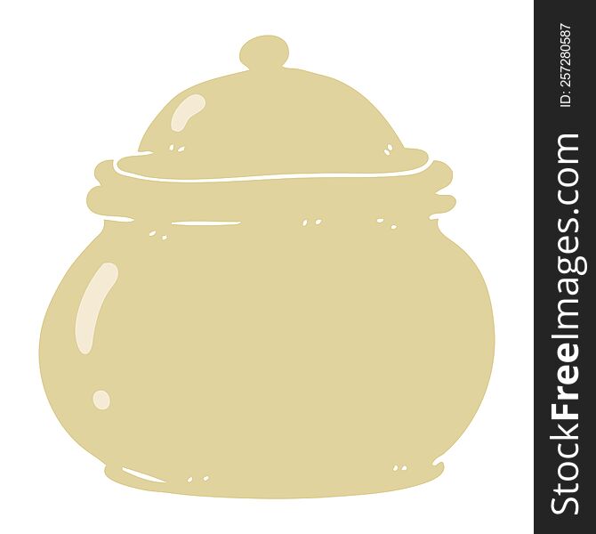 Flat Color Illustration Of A Cartoon Old Style Ceramic Pot