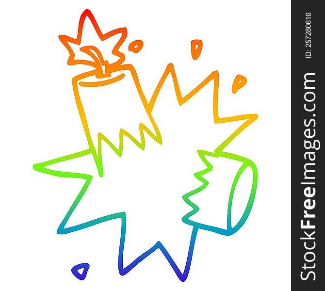 rainbow gradient line drawing of a cartoon dynamite