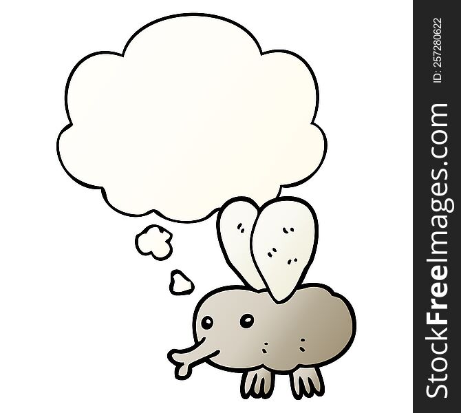 Cartoon Fly And Thought Bubble In Smooth Gradient Style