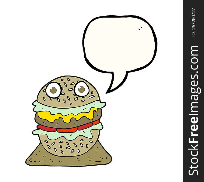 speech bubble cartoon tasty burger