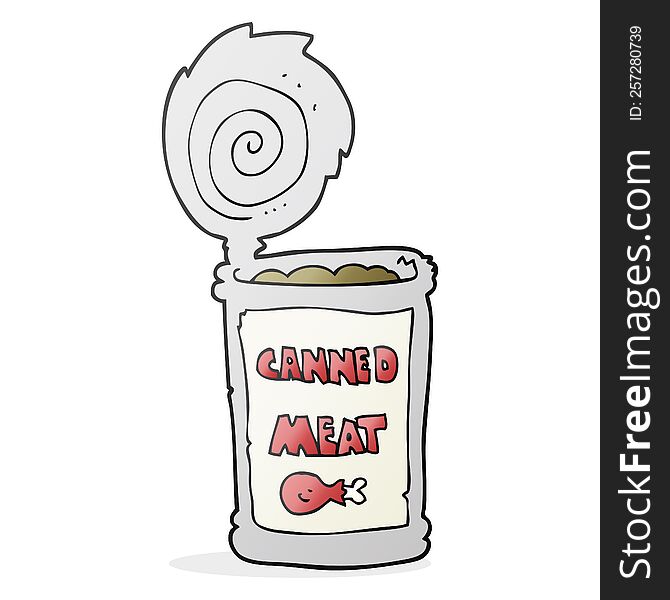 freehand drawn cartoon canned meat