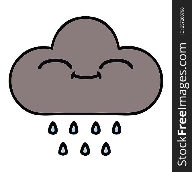 cute cartoon of a storm rain cloud