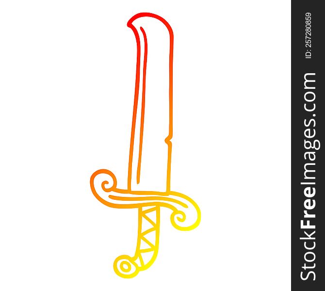 warm gradient line drawing of a cartoon long sword
