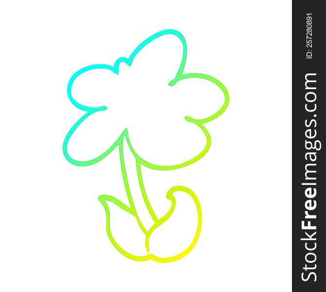 Cold Gradient Line Drawing Cute Cartoon Flower