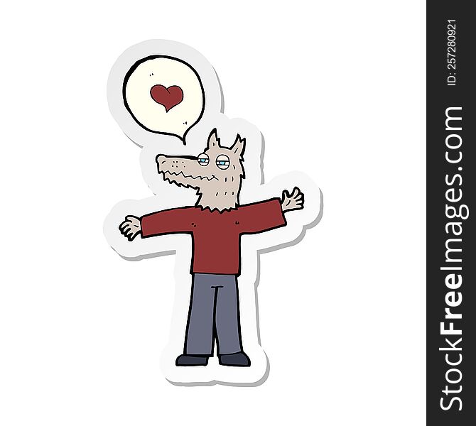 sticker of a cartoon werewolf in love