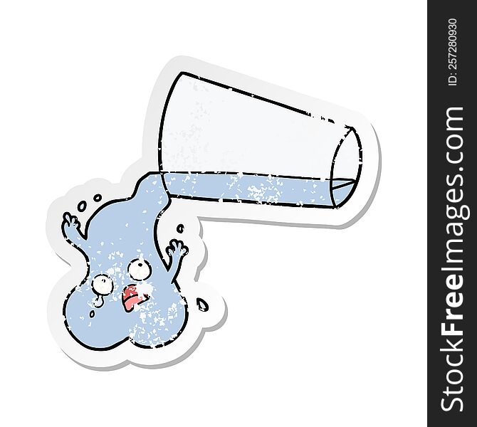 distressed sticker of a pouring water cartoon
