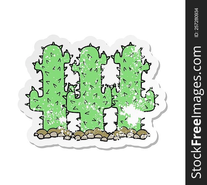 Retro Distressed Sticker Of A Cartoon Cactus