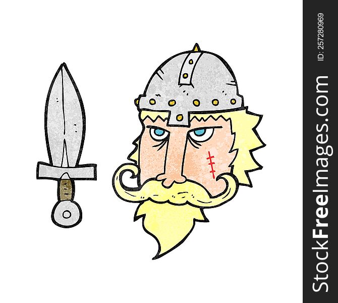 freehand drawn texture cartoon viking warrior