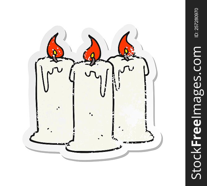 retro distressed sticker of a cartoon burning candles