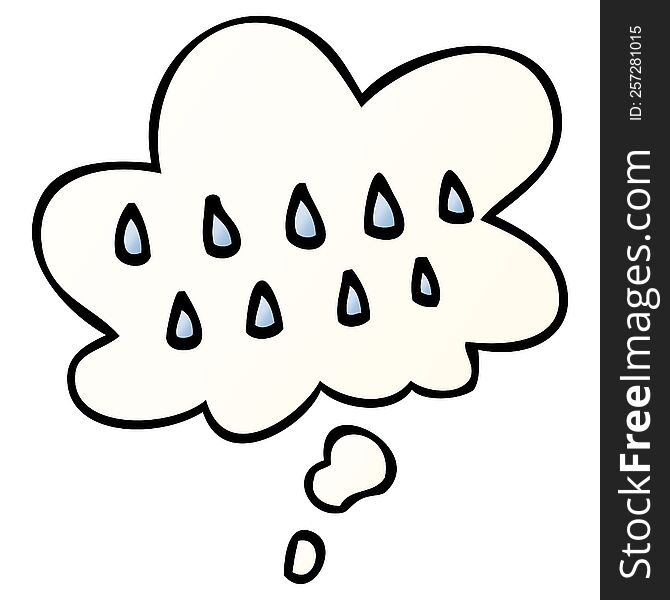 cartoon rain with thought bubble in smooth gradient style