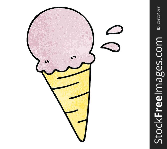 Quirky Hand Drawn Cartoon Vanilla Ice Cream