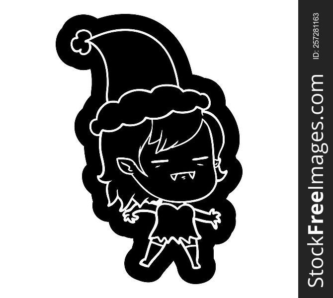 Cartoon Icon Of A Undead Vampire Girl Wearing Santa Hat