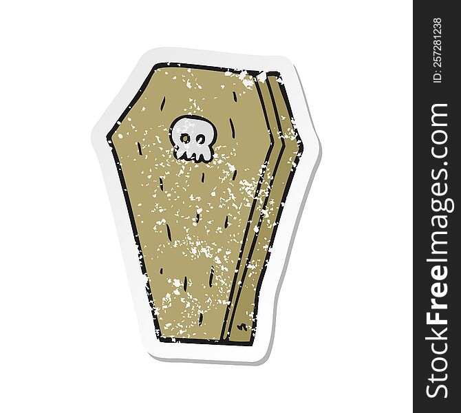Retro Distressed Sticker Of A Cartoon Halloween Coffin