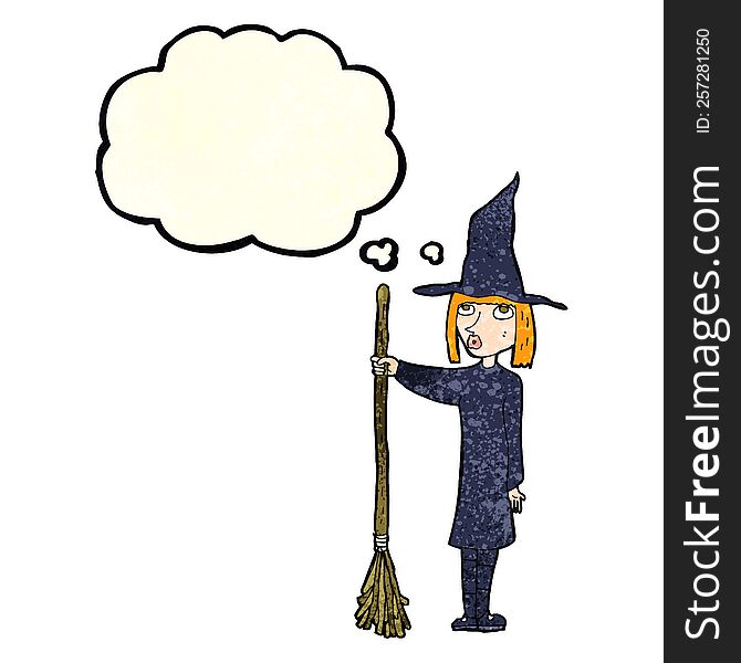 Cartoon Witch With Thought Bubble