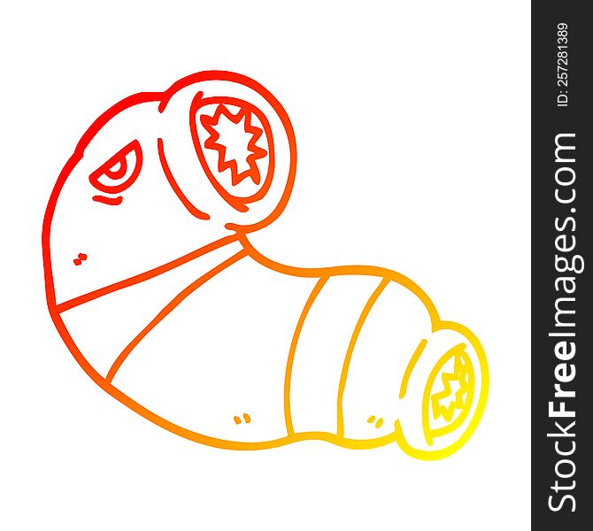 warm gradient line drawing of a cartoon monster leech