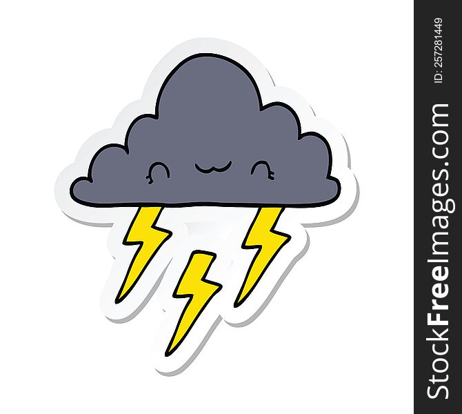 sticker of a cartoon storm cloud