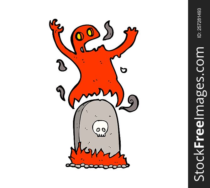 cartoon ghost rising from grave