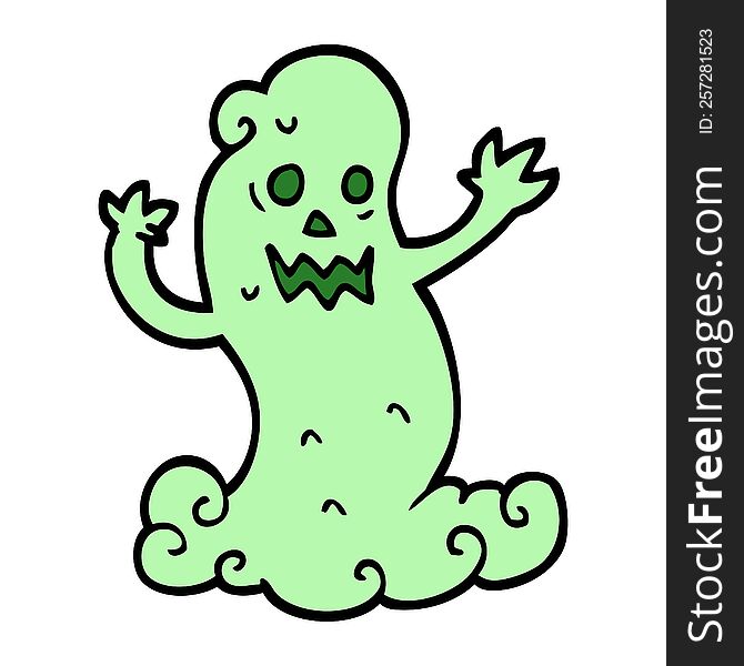 Hand Drawn Doodle Style Cartoon Spooky Ghost
