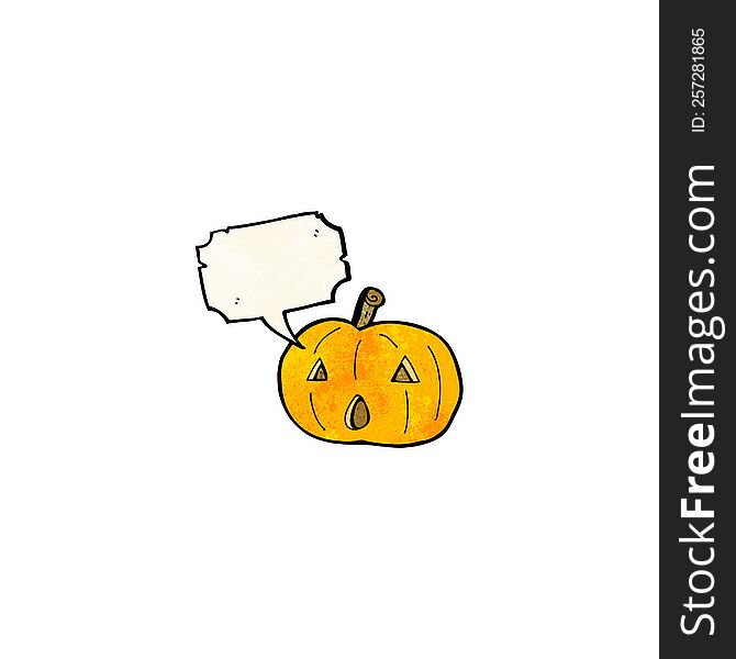 Cartoon Pumpkin With Speech Bubble