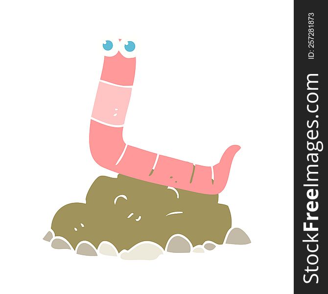 Flat Color Illustration Of A Cartoon Worm