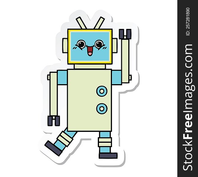 Sticker Of A Cute Cartoon Robot