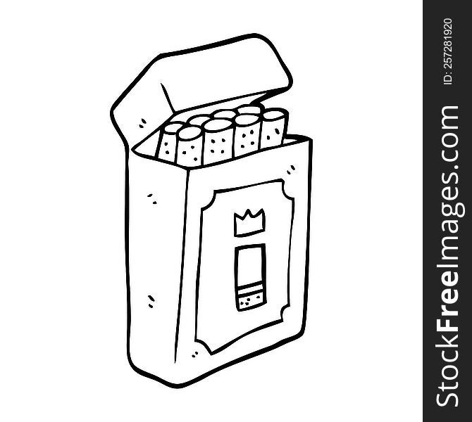 line drawing cartoon pack of cigarettes