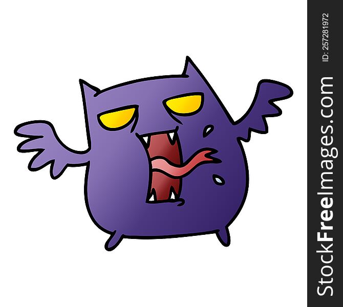 Gradient Cartoon Of Cute Scary Kawaii Bat