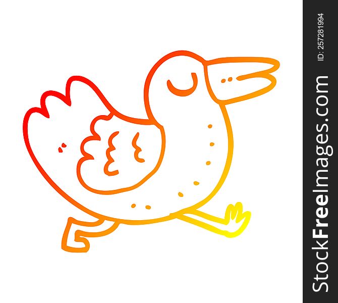 Warm Gradient Line Drawing Cartoon Bird