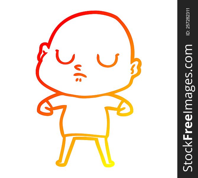 Warm Gradient Line Drawing Cartoon Bald Man