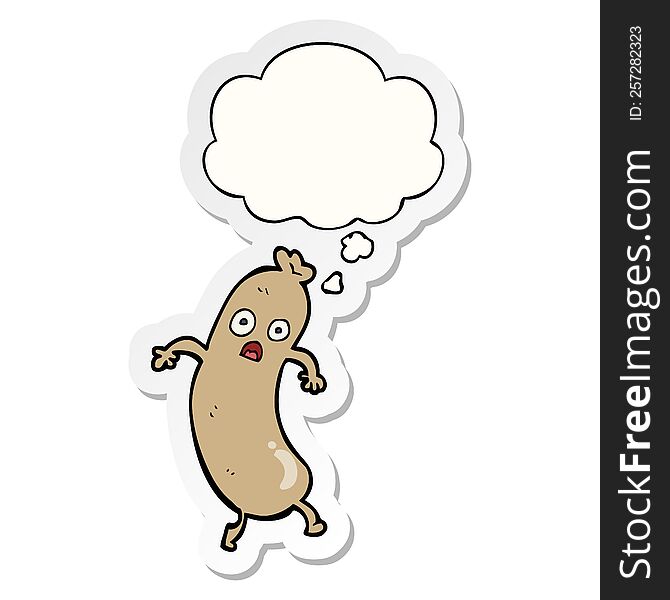 Cartoon Sausage And Thought Bubble As A Printed Sticker