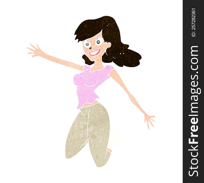 cartoon jumping woman