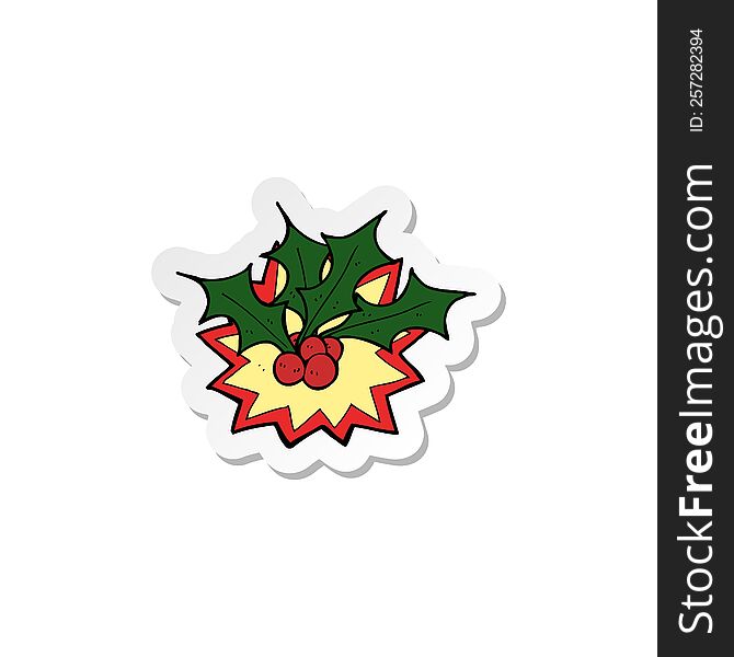 sticker of a cartoon christmas holly