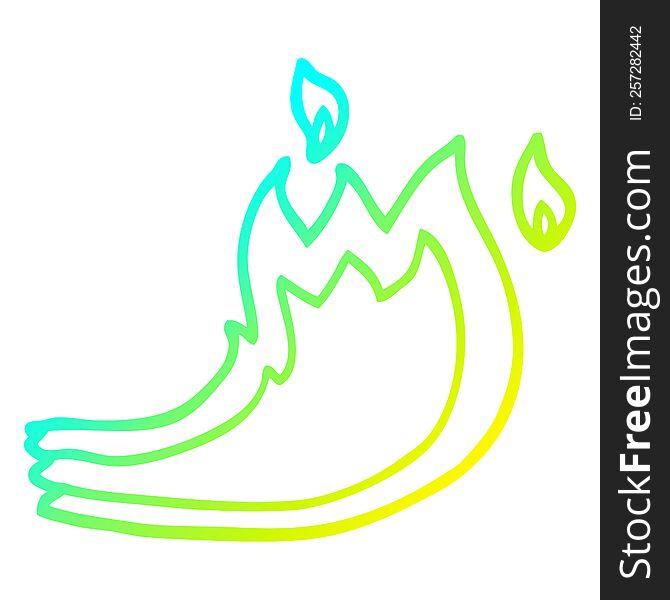 Cold Gradient Line Drawing Cartoon Fire Flame
