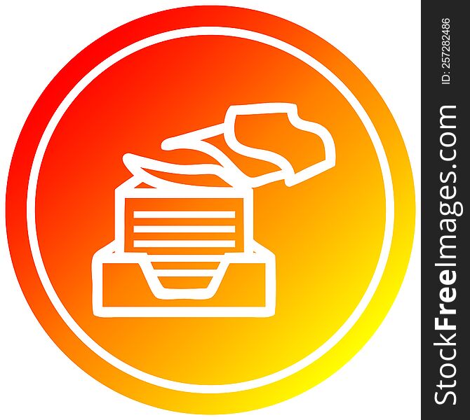 office paper stack circular in hot gradient spectrum