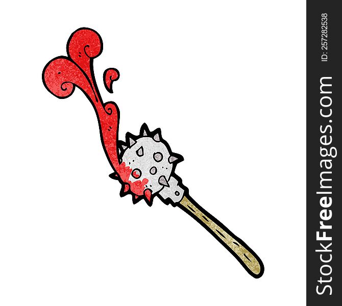 freehand textured cartoon bloody medieval mace