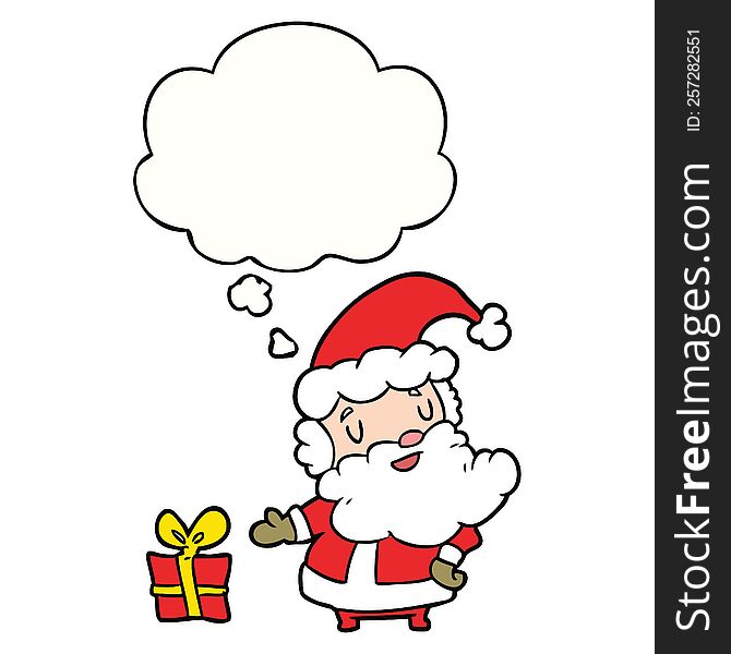 cartoon santa claus with thought bubble. cartoon santa claus with thought bubble