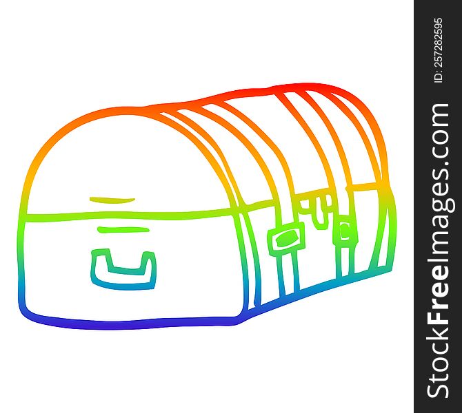 rainbow gradient line drawing of a cartoon travel chest
