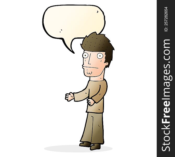 Cartoon Confused Man With Speech Bubble