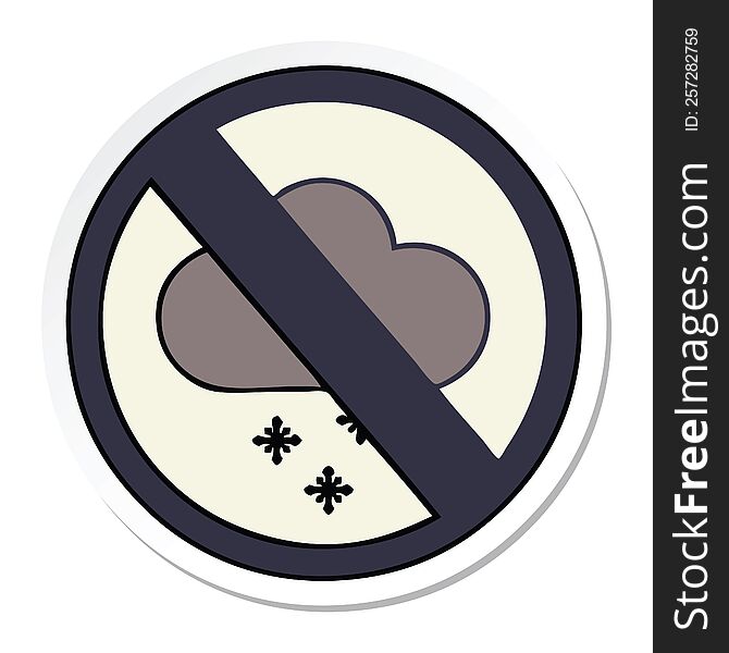 Sticker Of A Cute Cartoon Snow Cloud Warning Sign