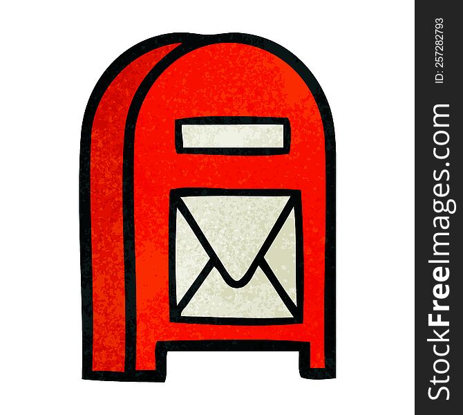 Retro Grunge Texture Cartoon Mail Box