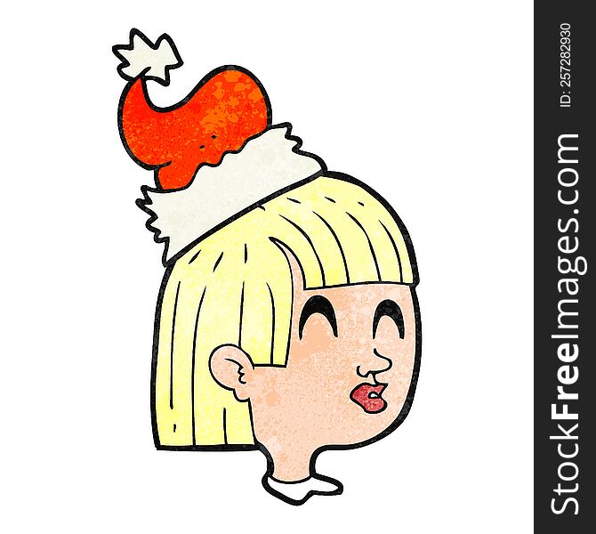 Texture Cartoon Girl Wearing Santa Hat