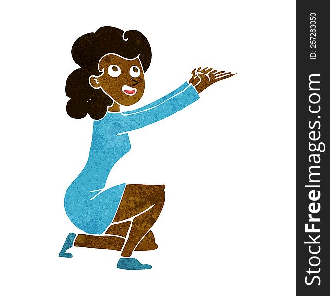 Cartoon Woman Presentation Gesture