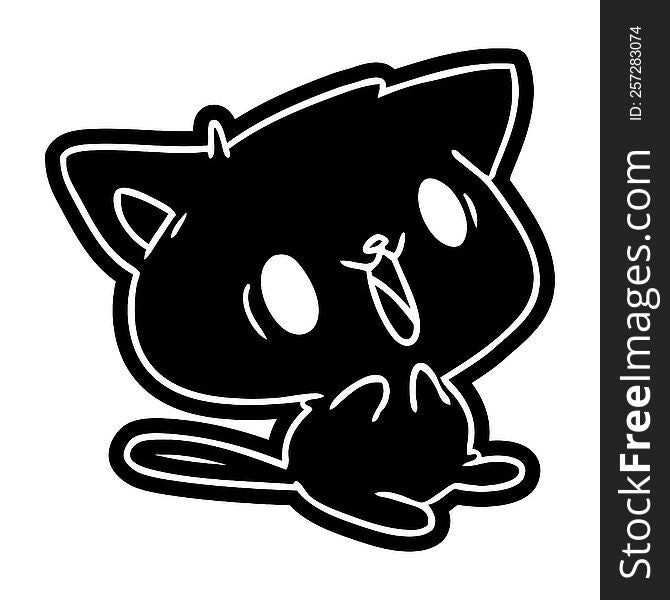 cartoon icon of cute kawaii cat