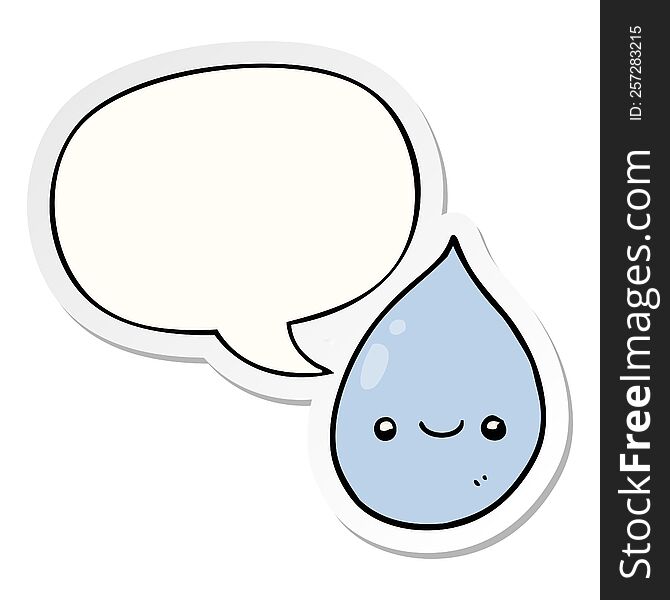 Cartoon Raindrop And Speech Bubble Sticker