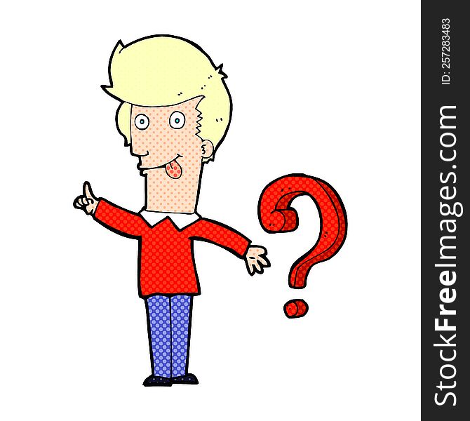 cartoon man with question