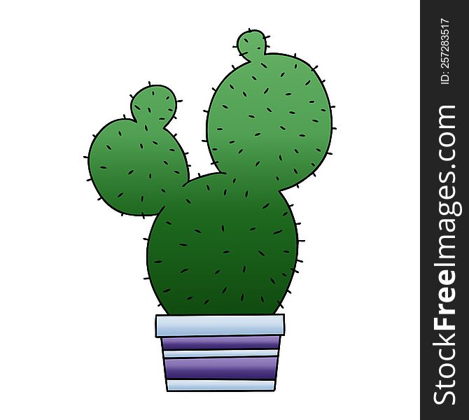 gradient shaded quirky cartoon cactus. gradient shaded quirky cartoon cactus