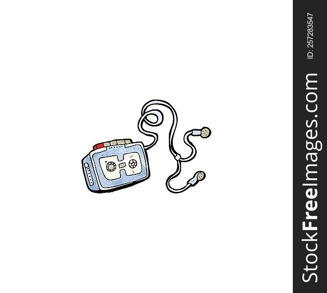 Personal Cassette Player Cartoon